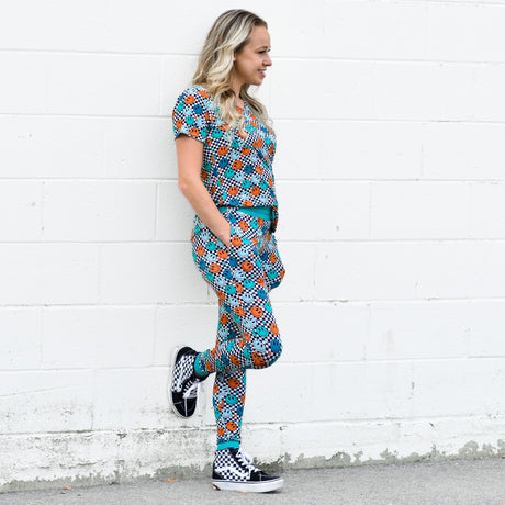 MAMA JOGGERS- Blue Smiles Check - HoneyBug 