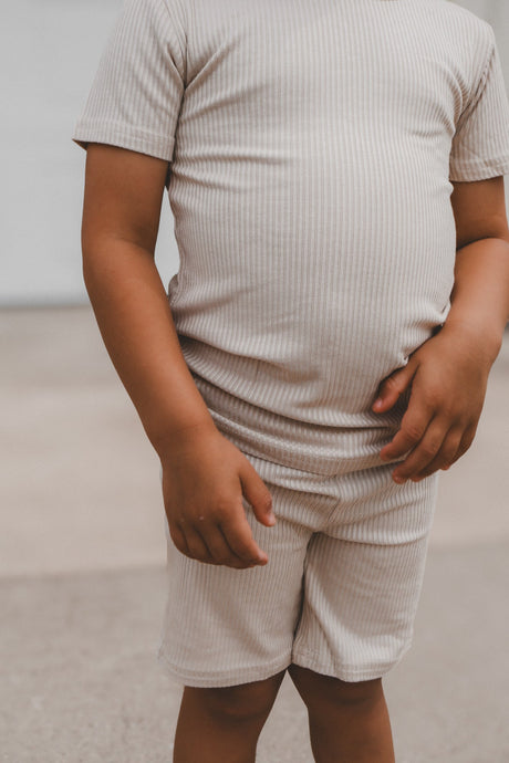 TWO PIECE SHORTIE SET- Clay Ribbed - HoneyBug 