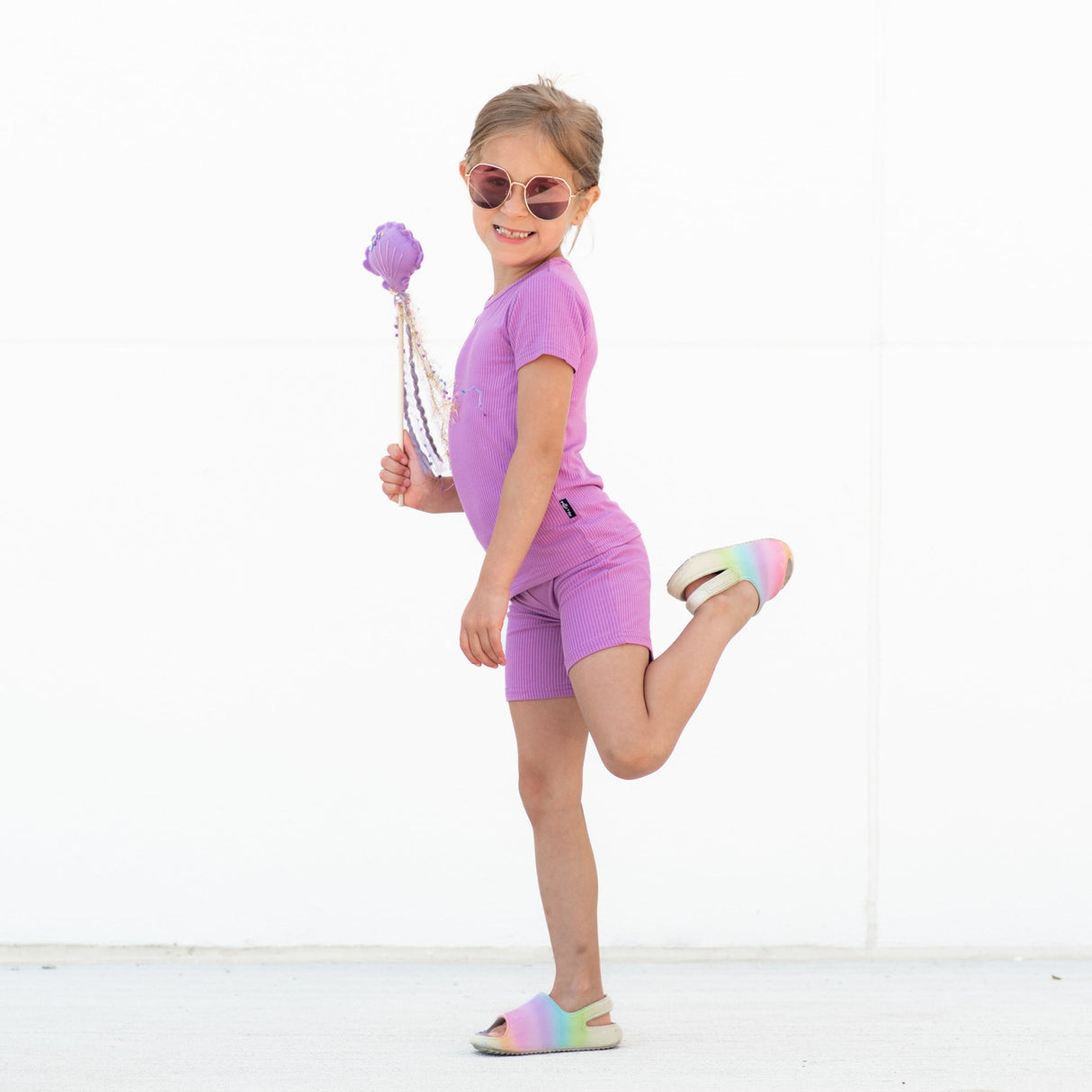 TWO PIECE SHORTIE SET- Lilac Ribbed - HoneyBug 