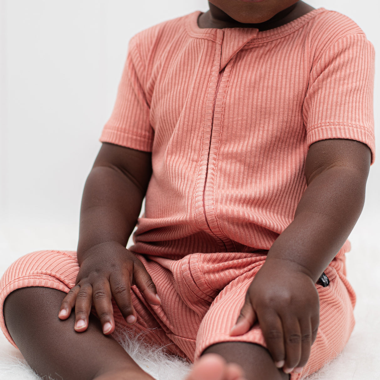 SHORTIE ZIP ROMPER - Red Rock Ribbed - HoneyBug 