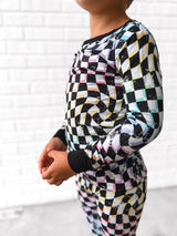 LONG SLEEVE 2 PIECE SETS- Neon Dizzy Check - HoneyBug 