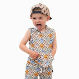 BAMBOO HOODIE TANK- Beige Happy Smiles - HoneyBug 