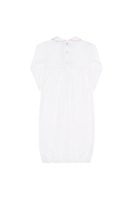 Pink Bear Embroidery Gown - HoneyBug 