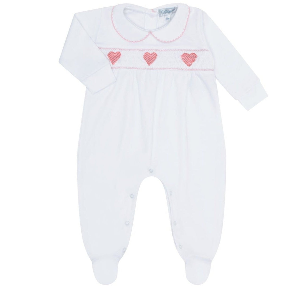 Heart Smocked Footie - HoneyBug 