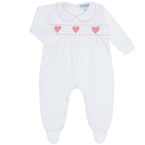 Heart Smocked Footie - HoneyBug 