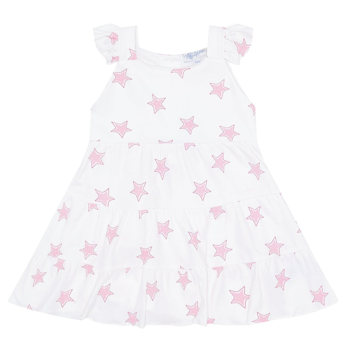 Pink Stars Print Ruffle Dress