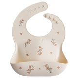 Silicone Baby Bib - Pink Flowers - HoneyBug 