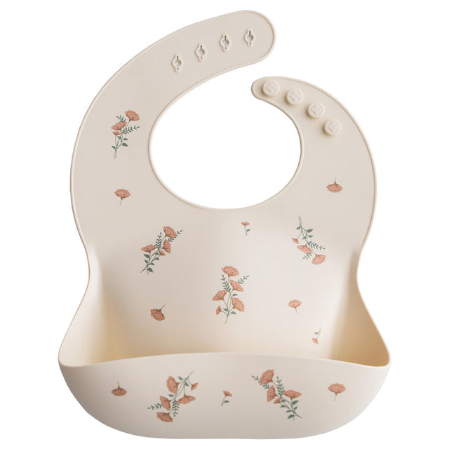 Silicone Baby Bib - Pink Flowers - HoneyBug 