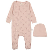Star Print Footie- Dusty Pink - HoneyBug 