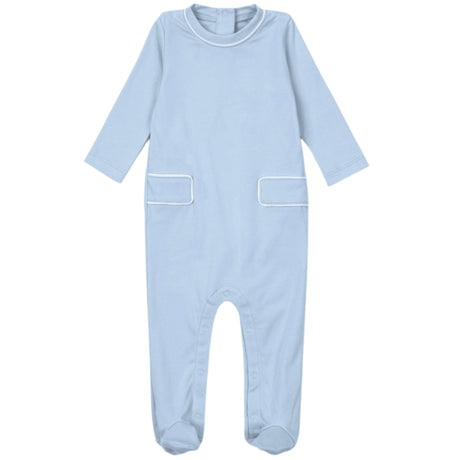 Preston Footed Romper - Light Blue - HoneyBug 