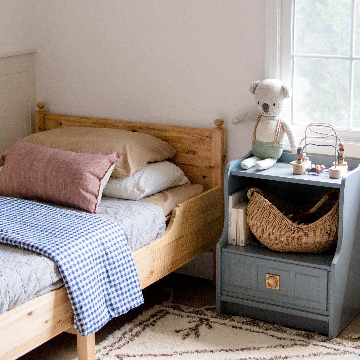 Navy Gingham Crib Quilted Blanket