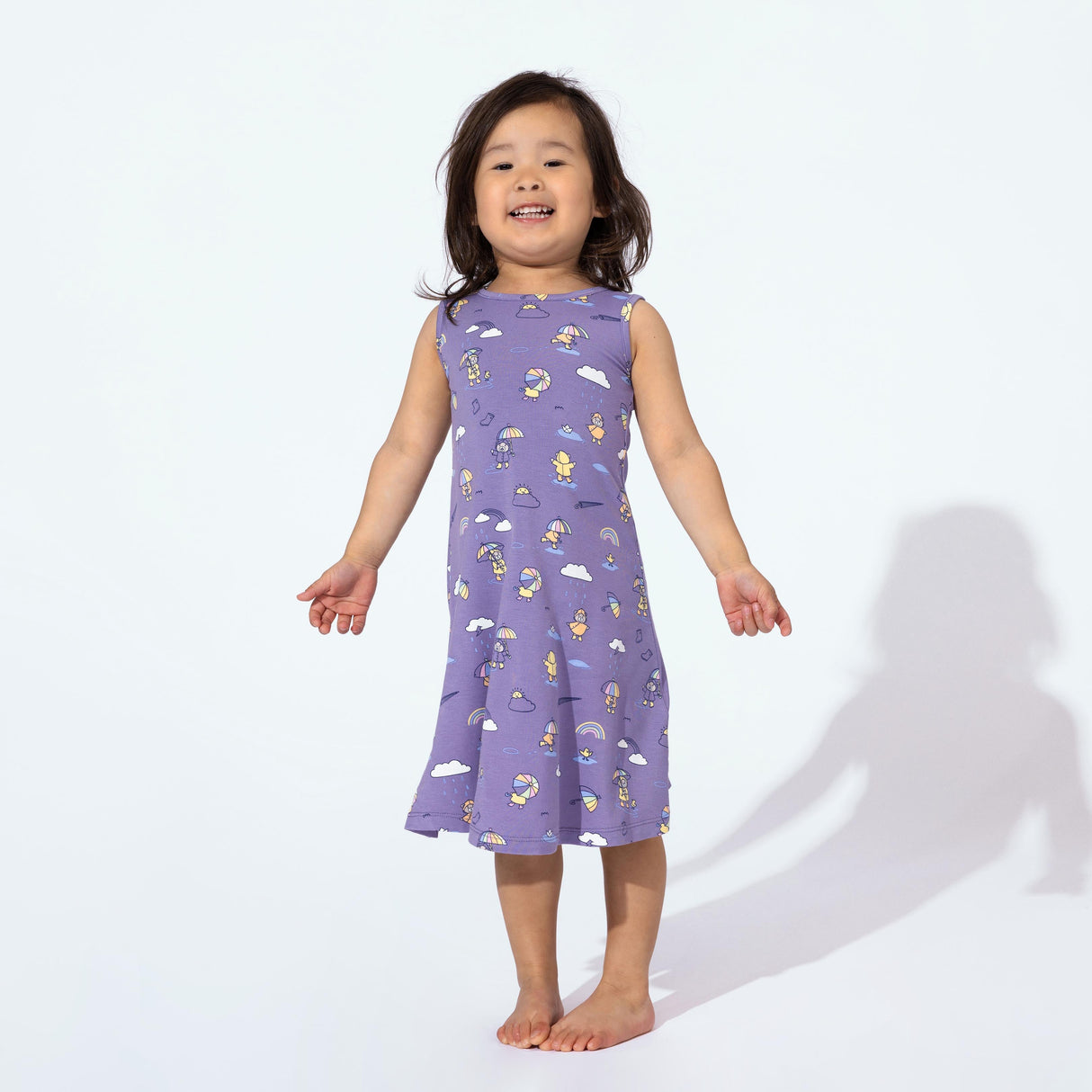 Rainbow Bear Bamboo Girls' Sleeveless Dress - HoneyBug 