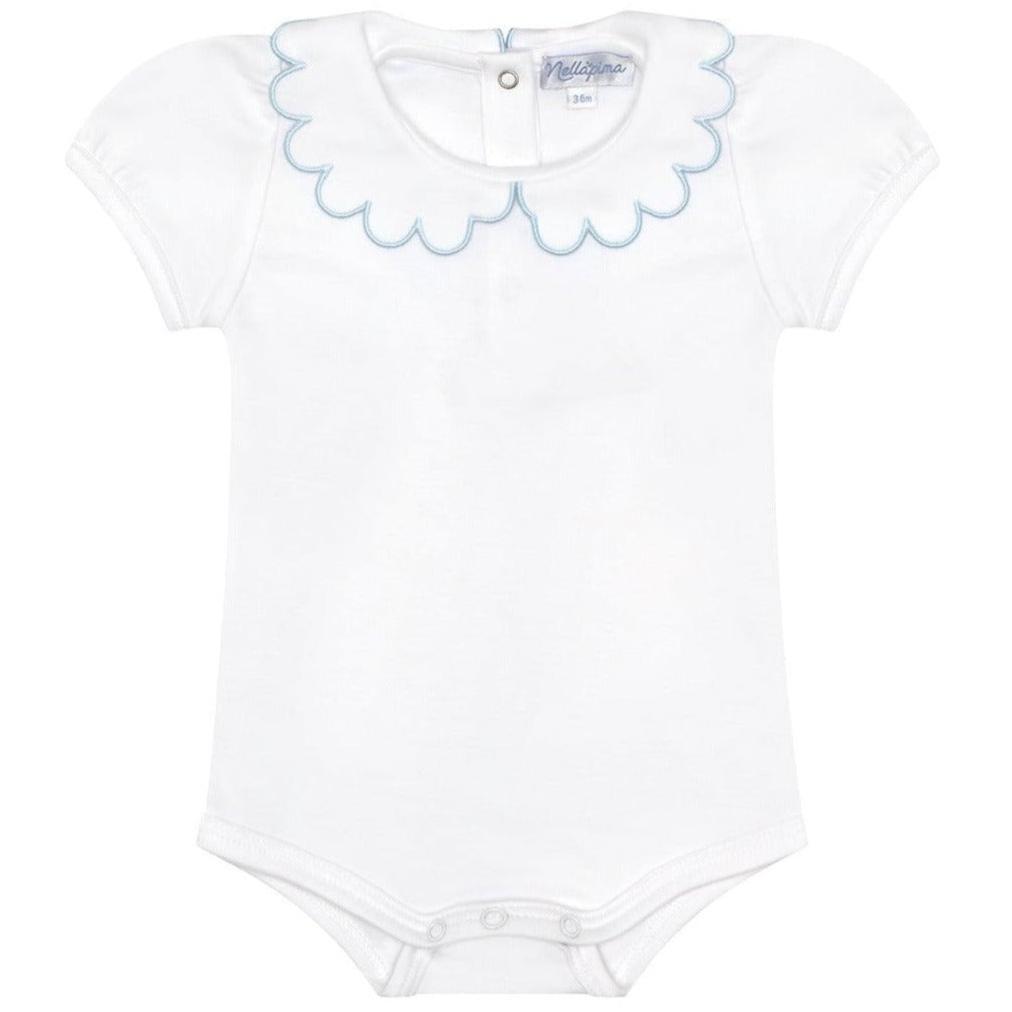 Nella Scallops Short Sleeve Onesie - HoneyBug 