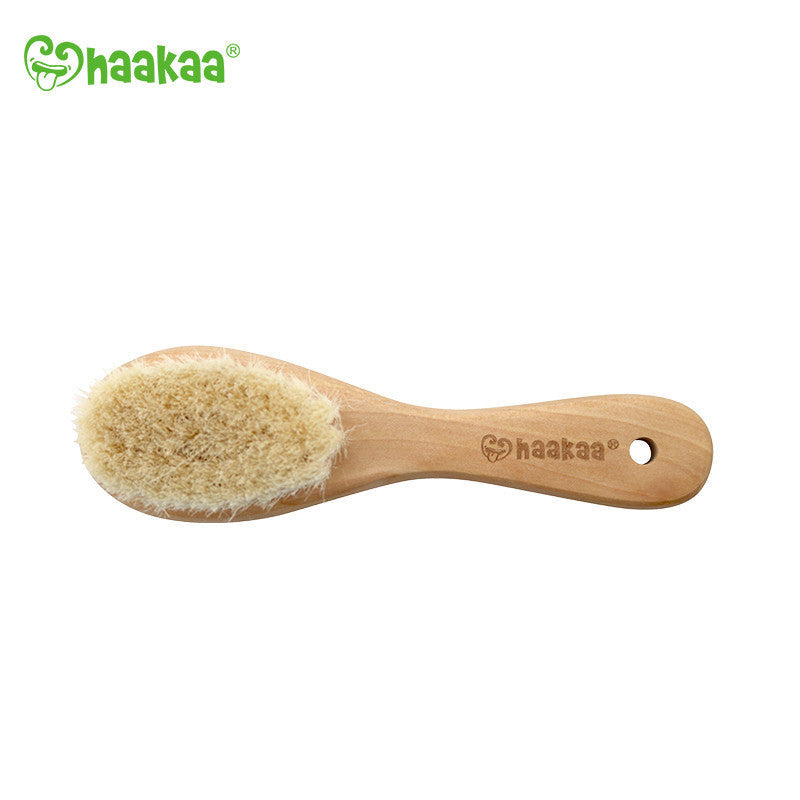 Haakaa Goats Wool Wooden Baby Hairbrush 1 pk - HoneyBug 