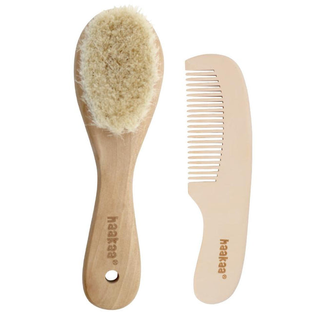 Haakaa Goats Wool Wooden Baby Brush & Comb Set - HoneyBug 