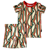 TWO PIECE SHORTIE SET- Retro Rainbow - HoneyBug 