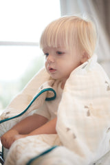 Mister Moose and Forest Arrow Cotton Muslin Newcastle Blanket - HoneyBug 