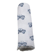 Indigo Monster Trucks Cotton Swaddle - HoneyBug 