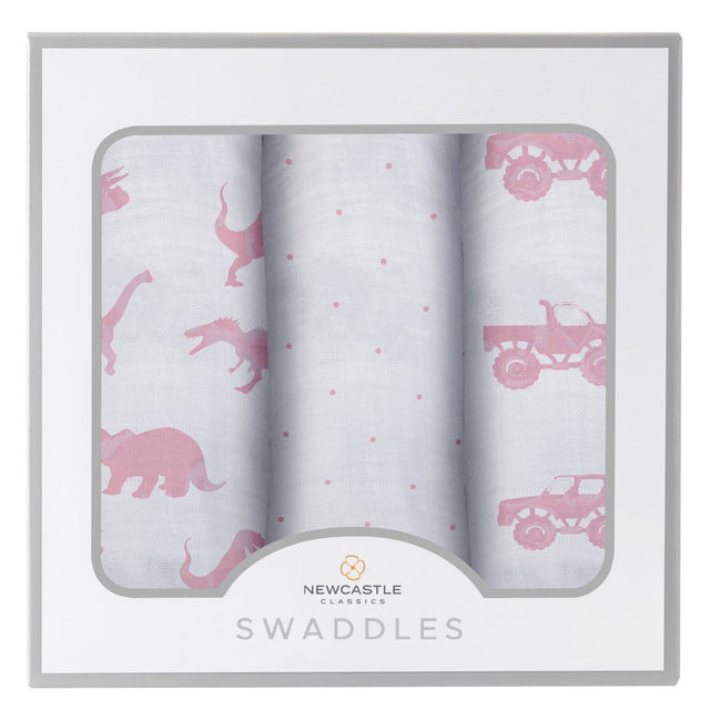 Pretty In Pink Bamboo Muslin Swaddle 3PK - HoneyBug 