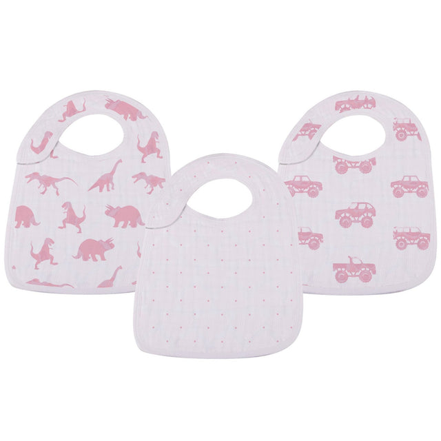 Pretty In Pink Bamboo Snap Bibs 3PK - HoneyBug 