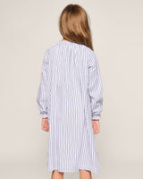 Girl's Twill Delphine Nightgown in Navy French Ticking - HoneyBug 