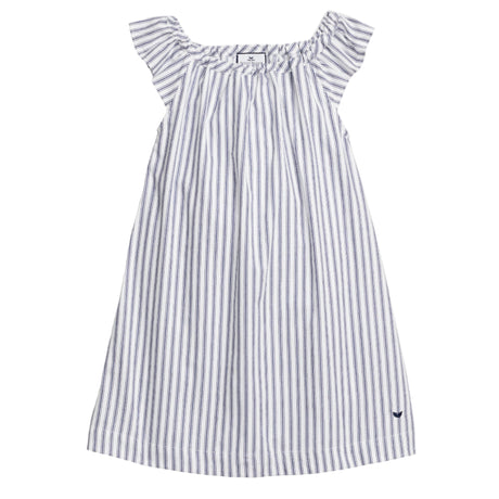 Girl's Twill Isabelle Nightgown in Navy French Ticking - HoneyBug 