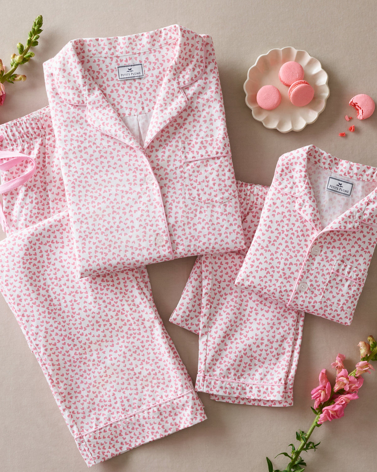 Kid's Twill Pajama Set in Sweethearts