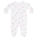 Pink Stars Print Crossover Footie