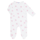 Pink Stars Print Crossover Footie