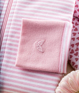 Baby's Pima Ruffle Collar Romper in Pink Stripes