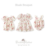 Blush Bouquet Baby Girl Floral Cotton Linen Sunsuit