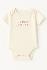 Happy Camper Clay Organic Cotton Baby Bodysuit Short Sleeve - HoneyBug 