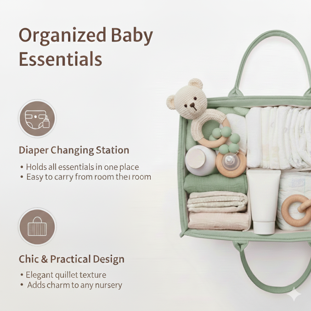 Quilted Diaper Caddy Organizer
