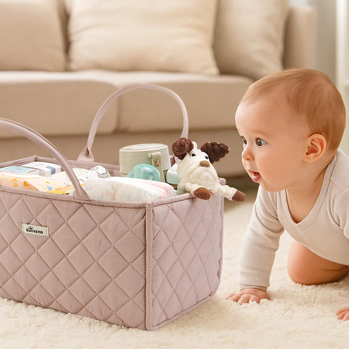 Quilted Diaper Caddy Organizer