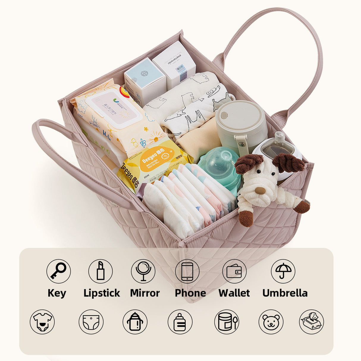 Quilted Diaper Caddy Organizer