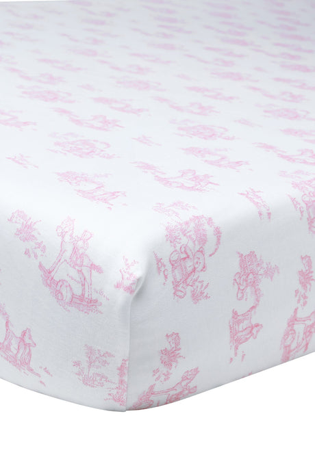 Pink Toile Baby Crib Sheets - HoneyBug 