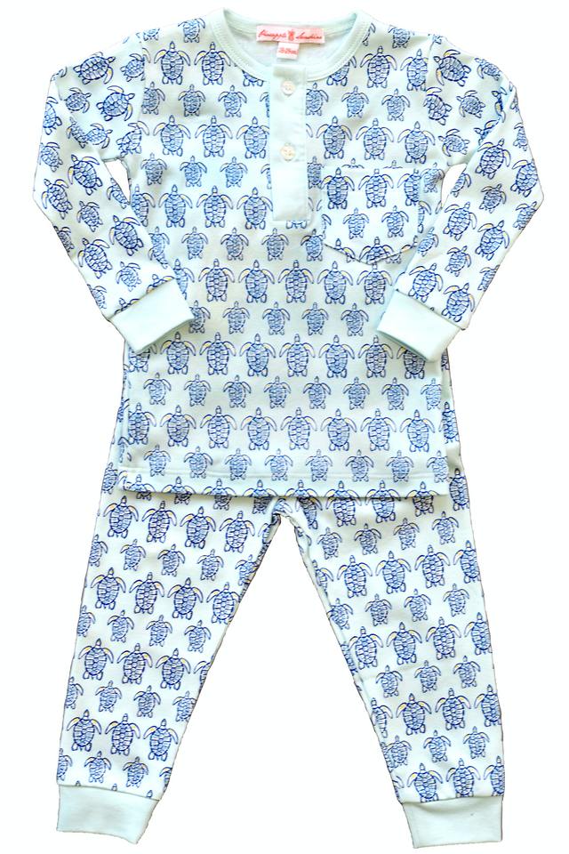 Blue Sea Turtle Pajama Set - HoneyBug 