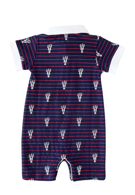 Lobster Stripe Romper - HoneyBug 