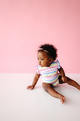 Rainbow Stripe Onesie with Bows - HoneyBug 