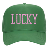 LUCKY ♡ printed trucker hat