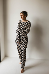 Adult  Bamboo Pajamas | Black Checker - HoneyBug 