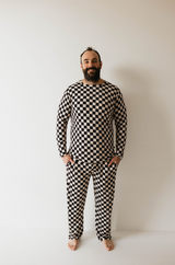 Adult  Bamboo Pajamas | Black Checker - HoneyBug 