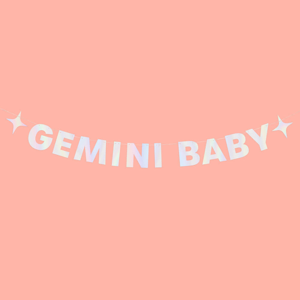 Gemini Baby Banner - Iridescent Foil Banner