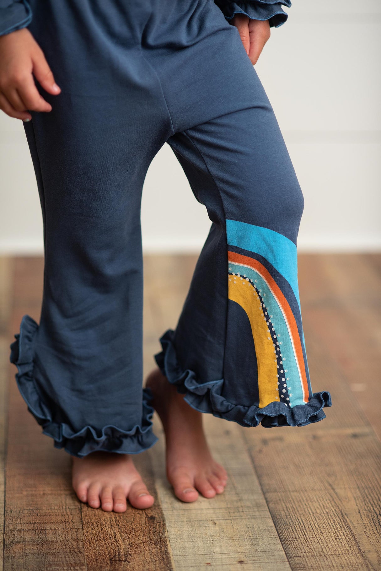 Navy Rainbow Hooded Set - HoneyBug 