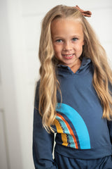 Navy Rainbow Hooded Set - HoneyBug 