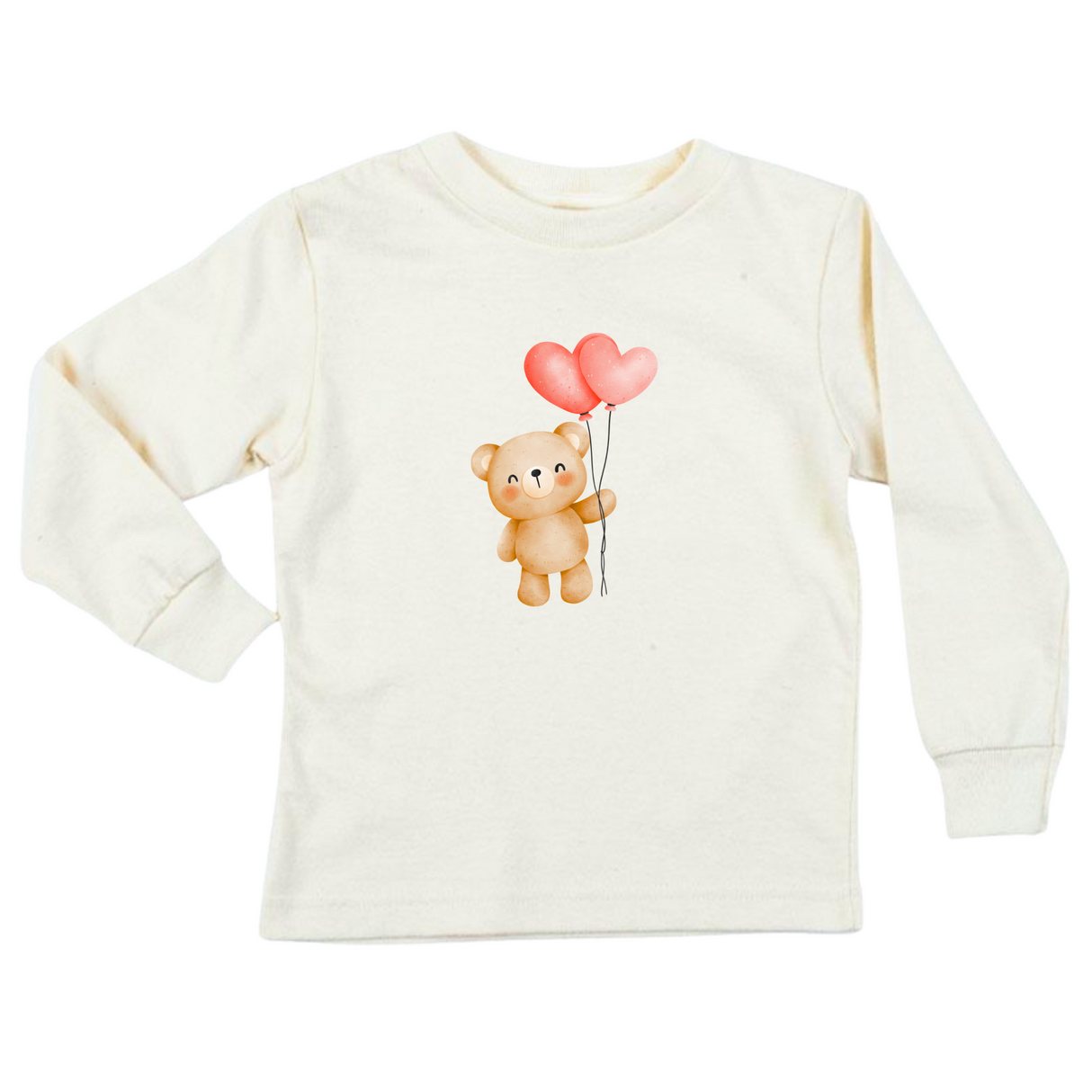Heart Balloon Bear Organic Kids T-Shirt Long Sleeve