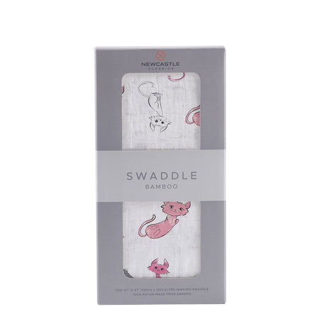 Playful Kitty Bamboo Muslin Swaddle - HoneyBug 