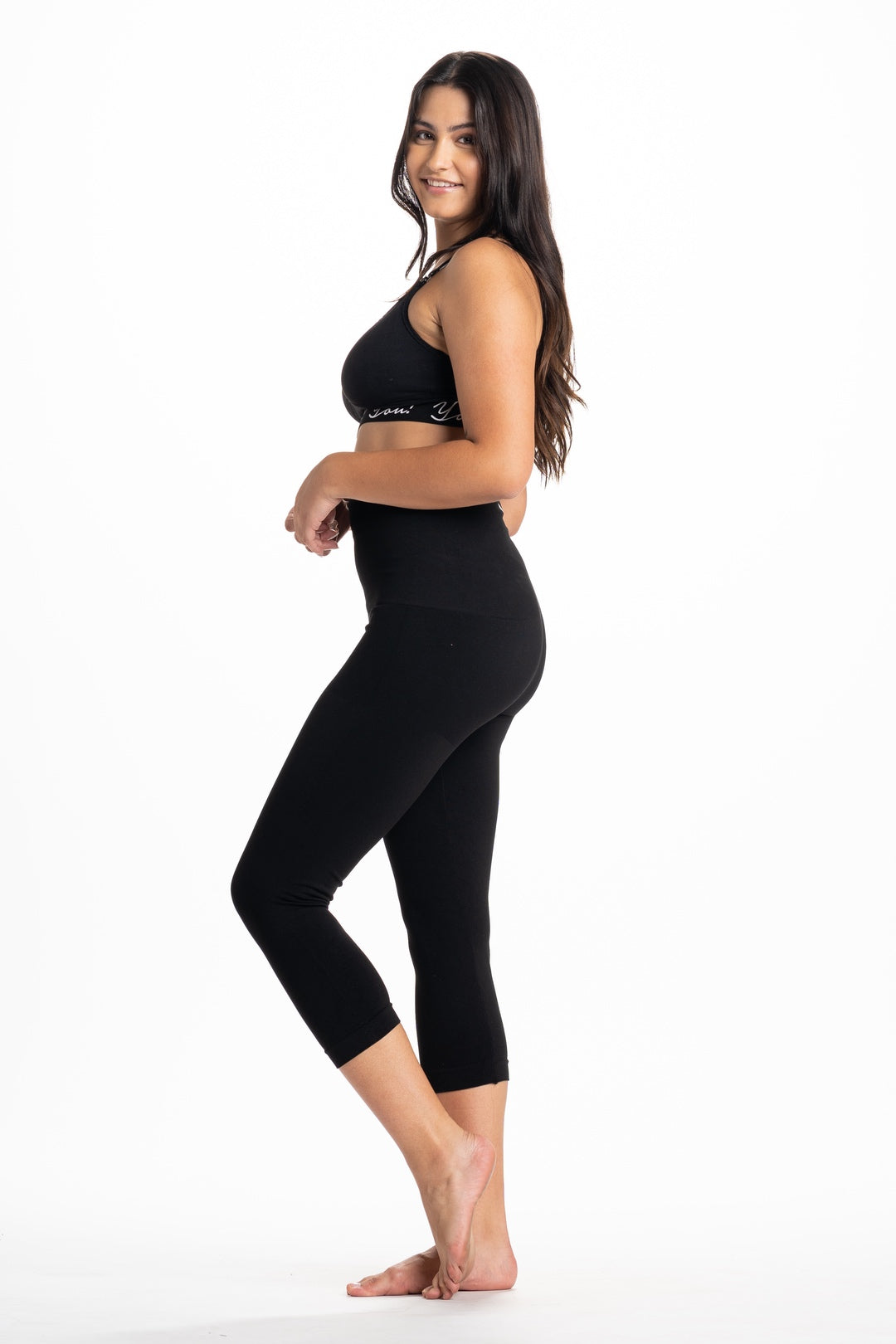 Snapback™ Postpartum Crop Leggings - Black - HoneyBug 
