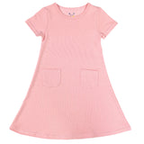 Dusty Rose Bamboo Terry Daywear Girls' Short Sleeve Dress - HoneyBug 