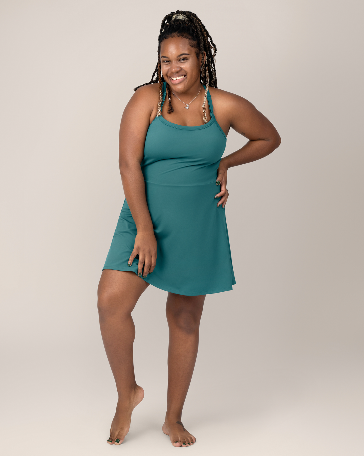 Stevie Active Racerback Nursing Dress | Teal - HoneyBug 